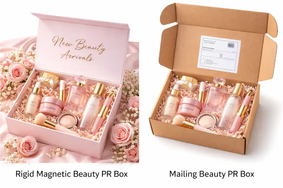 magnetic rigid boxes and mailing boxes for beauty PR kits