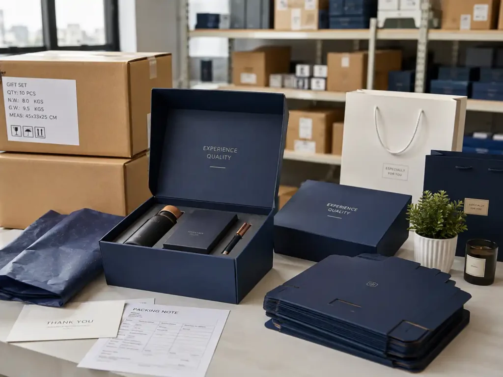 Export-ready custom gift boxes with inserts and protective cartons