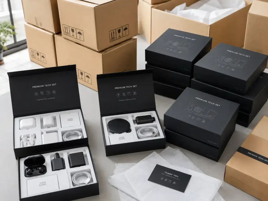 electronics gift box sets prepared for export packing