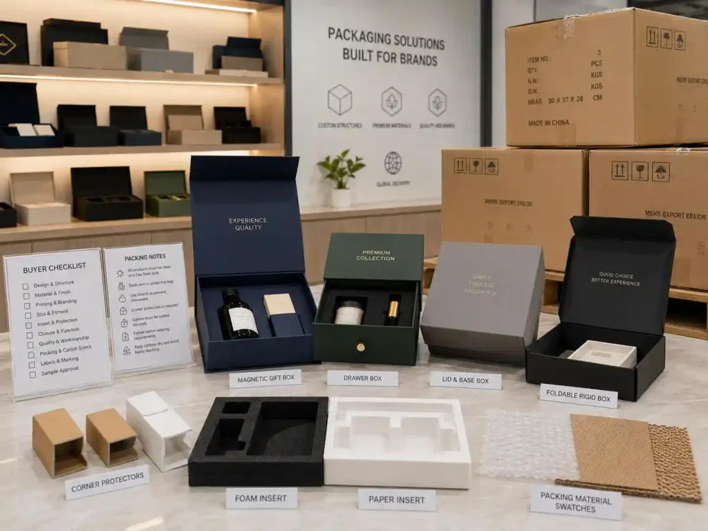Finished rigid gift box sets with export packing cartons