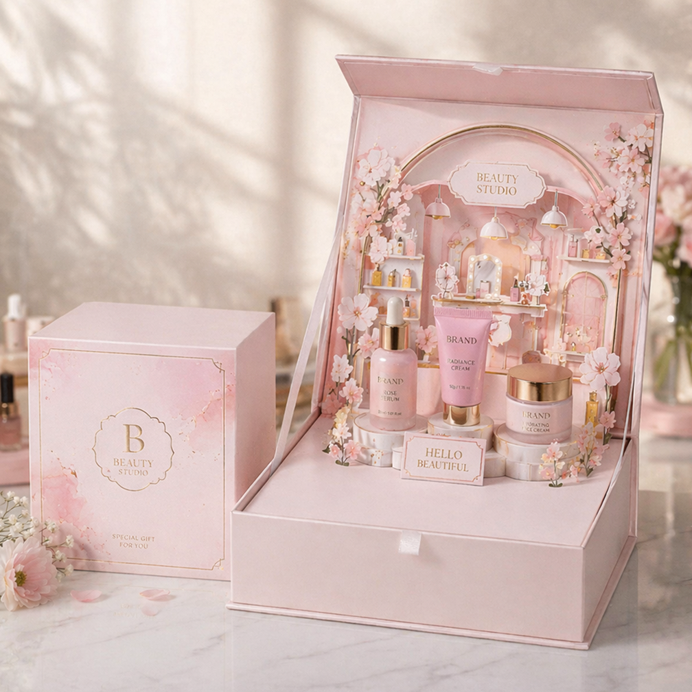 Rigid box packaging for cosmetics and skincare products