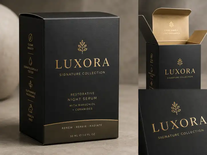 custom folding carton box with foil stamping and matte lamination showcasing premium print quality
