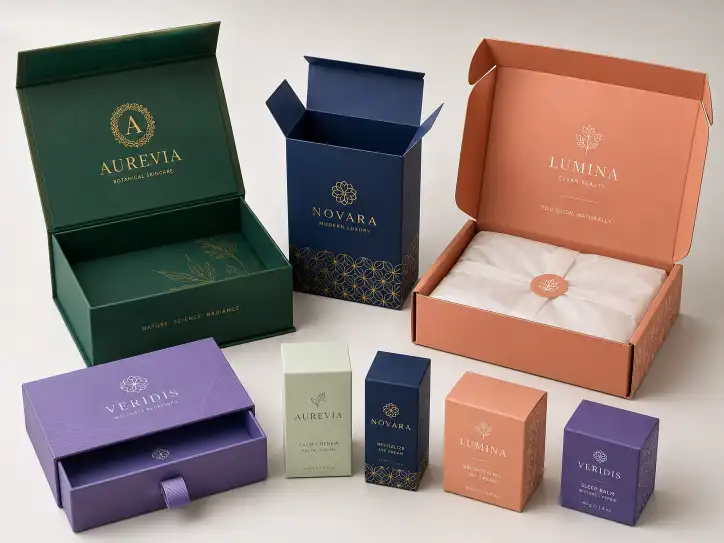 Private label boxes customized with brand colors and logo